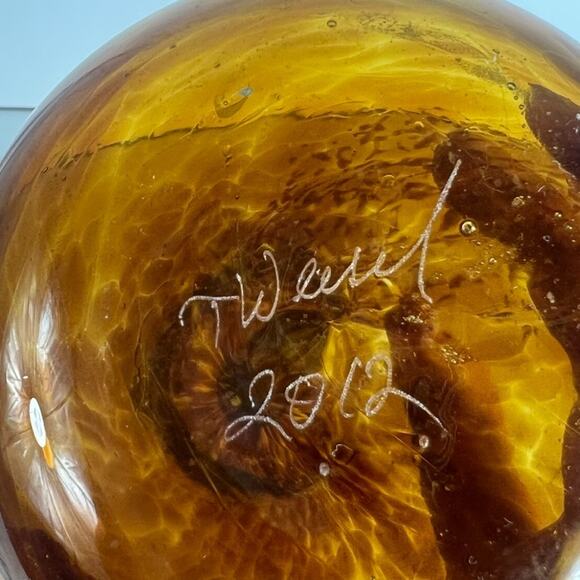 Tracy Weisel 2012 7" Studio Art Blown Glass Large Pear Sculpture Fruit - Picture 6 of 9